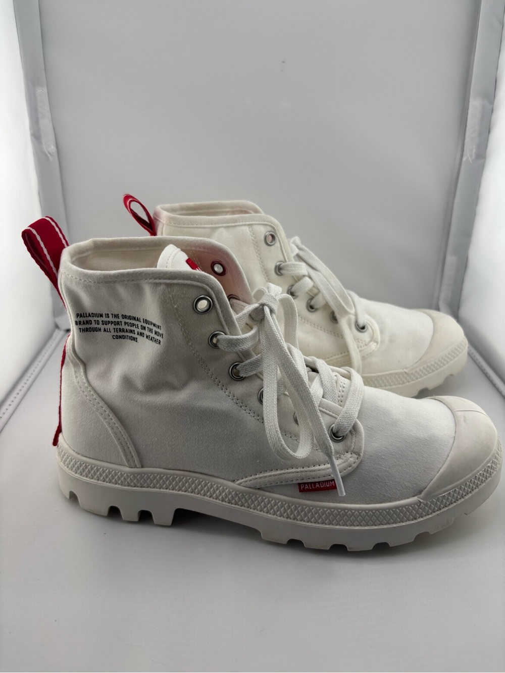 Palladium Pampa Hi Dare Canvas Boots White Sz 7.5